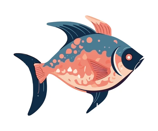 Doğada Yüzen Balıklar Altında Izole Edilmiş Şirin Ikonlar — Stok Vektör