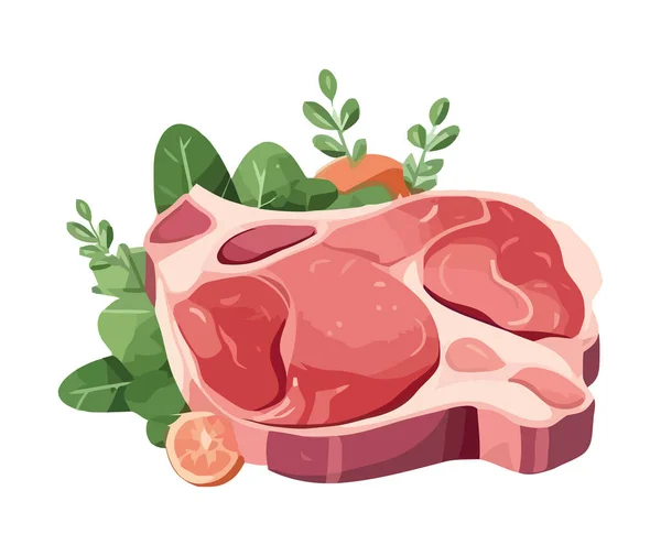 Daging Babi Segar Dipanggang Untuk Kesempurnaan Ikon Makanan Gourmet Terisolasi - Stok Vektor
