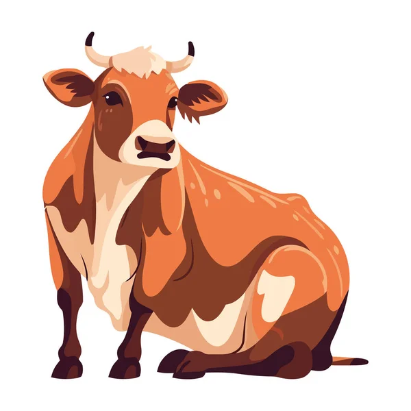 Vaca Linda Pastando Icono Verde Prado Aislado — Archivo Imágenes Vectoriales