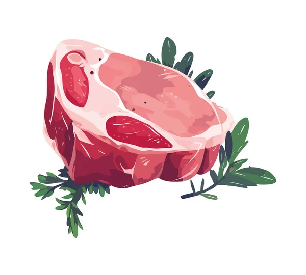 Chuleta Cerdo Recién Asada Icono Comida Gourmet Aislado — Vector de stock