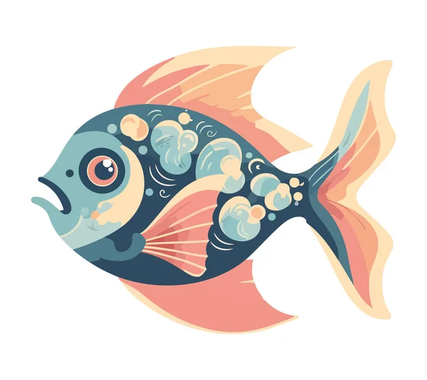Swimming Goldfish Tail Tropical Icon Isolated — Stock Vector