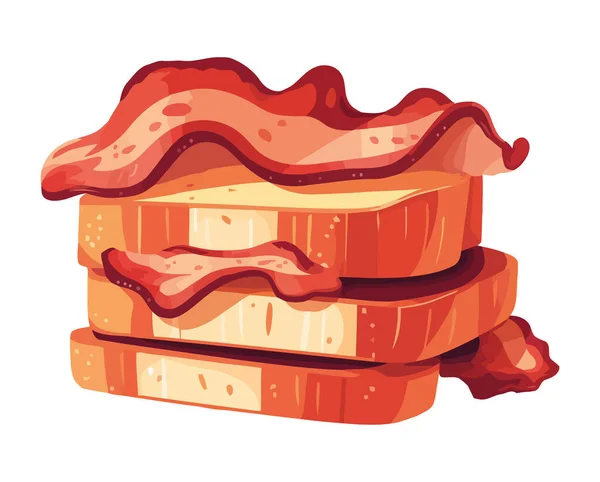 Gourmet Bacon Met Brood Pictogram Geïsoleerd — Stockvector