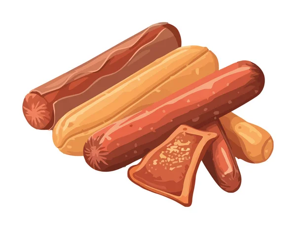 Gegrilltes Schweinefleisch Und Rindfleisch Hot Dog Essen Ikone Isoliert — Stockvektor