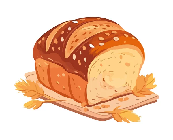 Свіжоспечений Хліб Ясо Обід Ізольовані — стоковий вектор