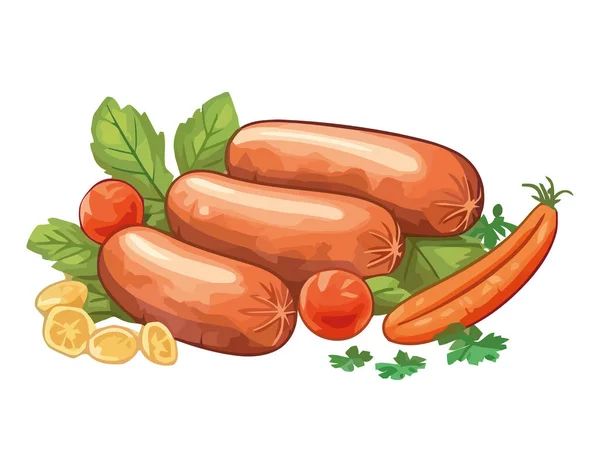 Grillwurst Und Gemüse — Stockvektor