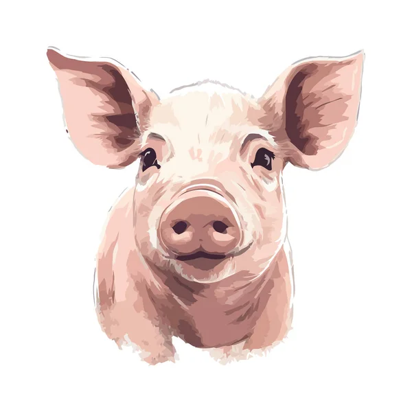 Cute Piglet Farm Animal Icon Isolated — Stock Vector