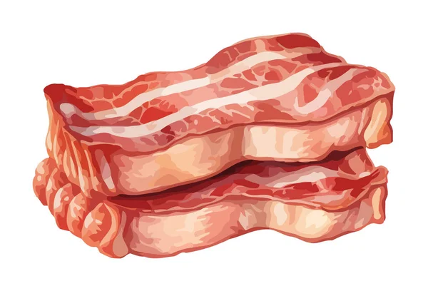 Fatia Bacon Acabado Cozinhar Perfeita Para Ícone Almoço Isolado —  Vetores de Stock
