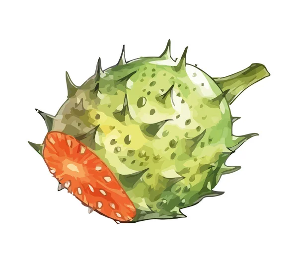 Świeże Organiczne Owoce Szkic Ilustracja Ikona Izolowane — Wektor stockowy