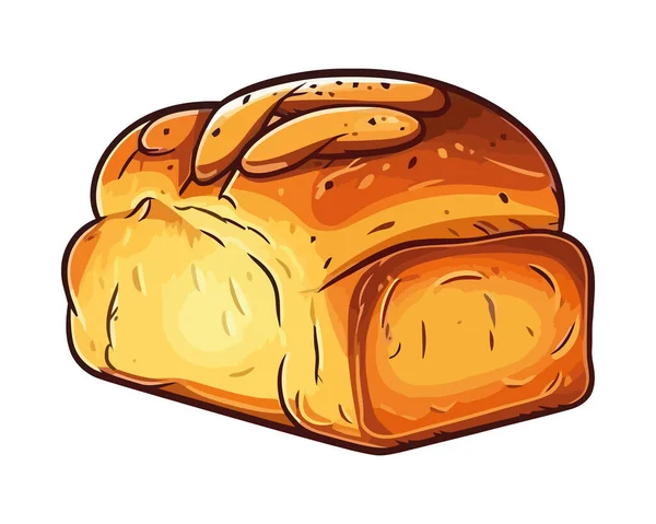 Roti Yang Baru Dipanggang Pada Ikon Latar Belakang Putih Terisolasi - Stok Vektor