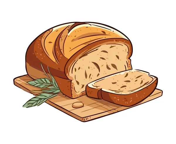 Свежеиспеченный Хлеб Икона Здорового Питания Изолированы — стоковый вектор