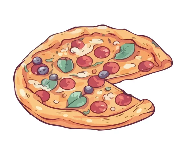 Pepperoni Pizza Skiva Illustration Ikon Isolerad — Stock vektor