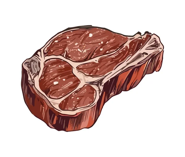 Grilovaný Steak Čerstvé Šťavnaté Ikony Izolované — Stockový vektor