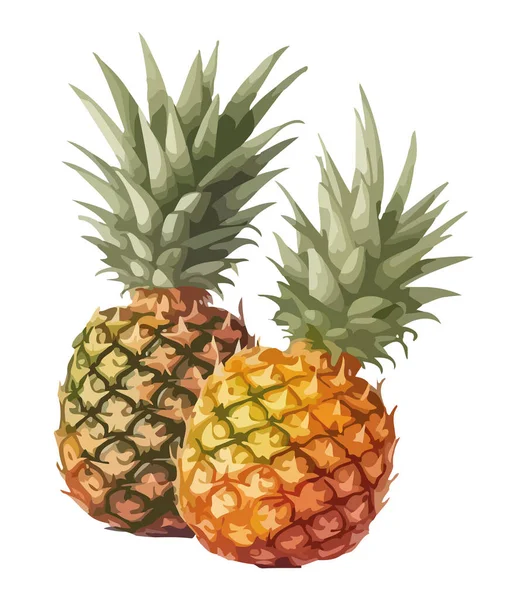 Ripe Pineapple Fresh Juicy Tropical Refreshment Icon Isolated — Stock Vector