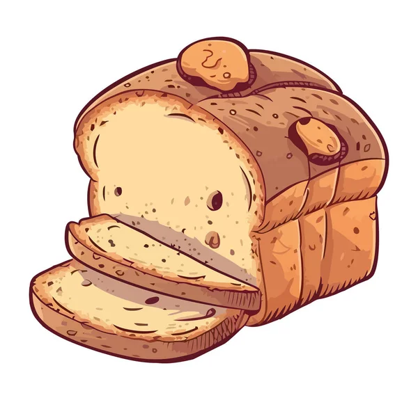 Vector Sketch Gourmet Baked Bread Icon Isolated — Stock Vector