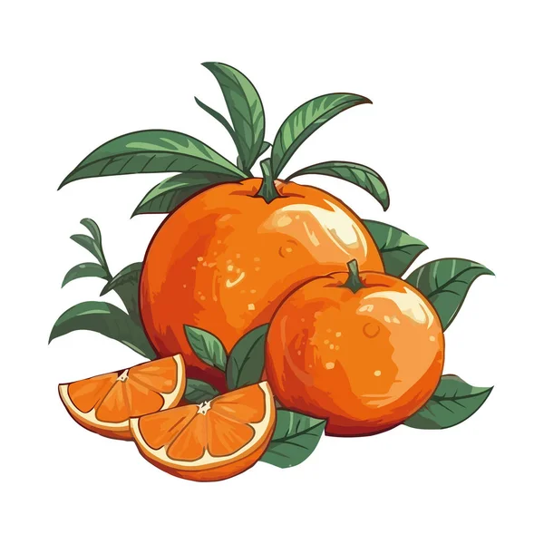 Свежие Цитрусовые Фрукты Апельсин Спелые Сочные Ломтики Икона Изолированы — стоковый вектор