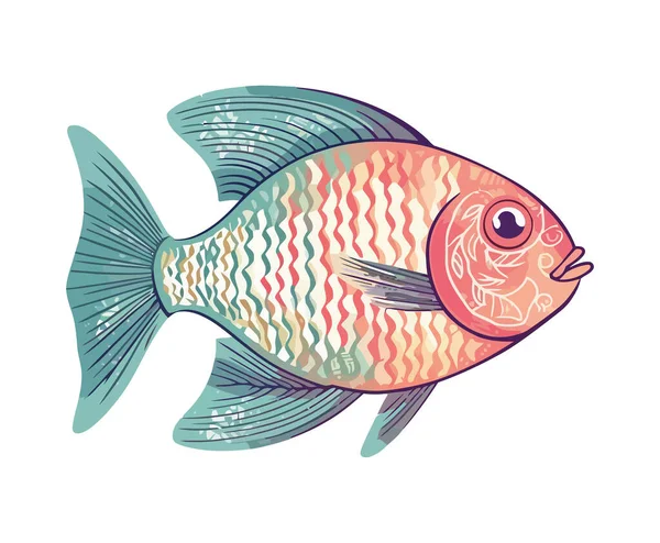 Tropical Fish Swimming Underwater Icon Isolated — Stock Vector