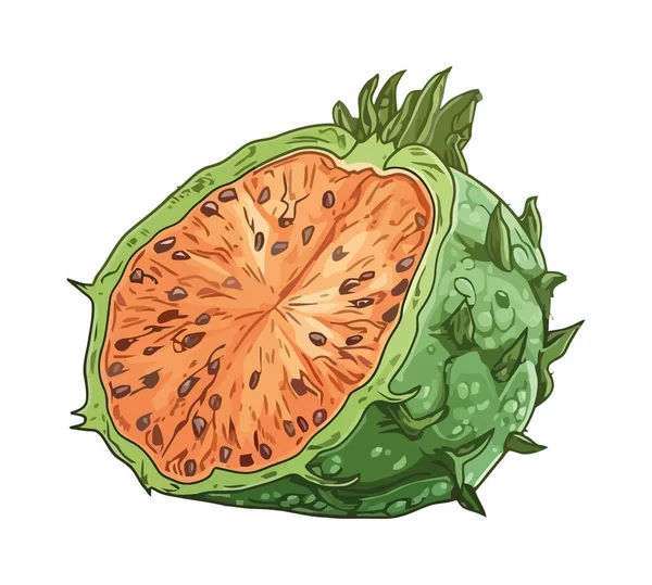 Tropikalna Ikona Melona Owoców Egzotycznych Izolowana — Wektor stockowy