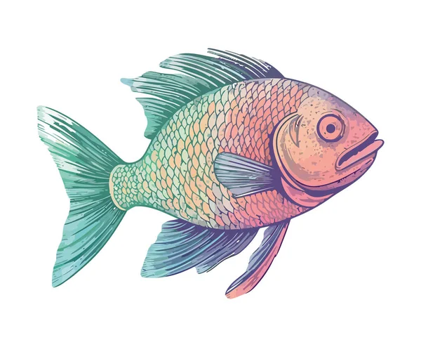 Suyun Altında Yüzen Çok Renkli Balıklar Izole Edilmiş — Stok Vektör