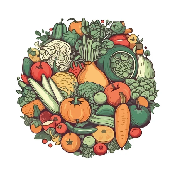 Frisches Gemüse Für Gesunde Ernährung Und Kochen — Stockvektor