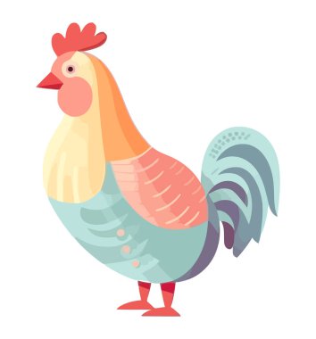 Beyaz arkaplan ikonunda şirin sarı horoz izole edildi