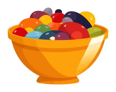 Çok renkli Bowlicon 'da taze organik gıda izole edildi.