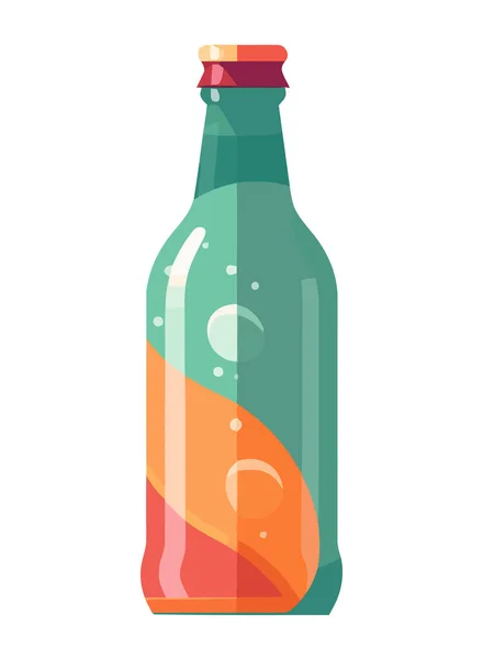 Fresh Soda Bottle Bubbles Blue Backdrop Icon Isolated — Stock Vector