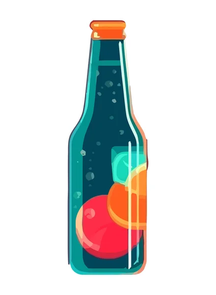 Liquid Refreshment Glass Bottle Icon Isolated — Stock Vector