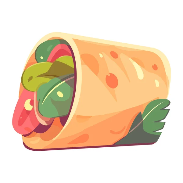 Taze Sebzeli Taco Öğle Yemeği Ikonu Için Sağlıklı Yemek — Stok Vektör