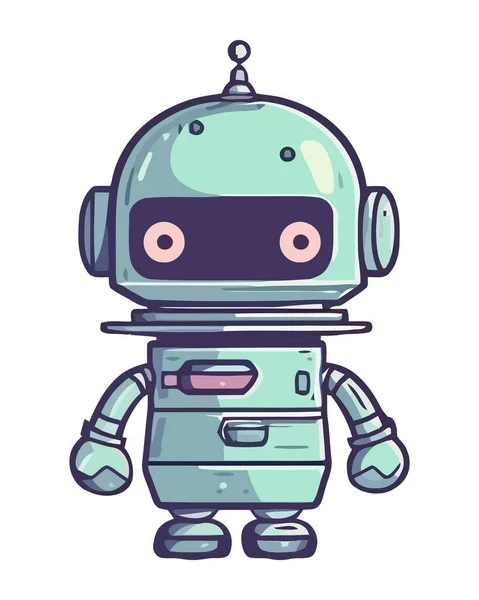 Futurystyczny Robot Szkice Słodkie Niebieski Android Ikona Izolowane — Wektor stockowy