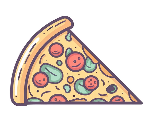 Gourmet Pizza Skivor Med Färsk Mozzarella Ost Ikon Isolerad — Stock vektor