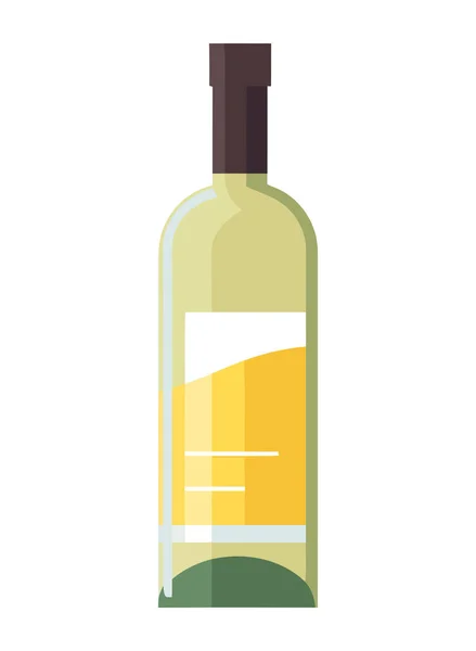 Botella Plástico Transparente Con Icono Etiqueta Vino Fresco Aislado — Vector de stock