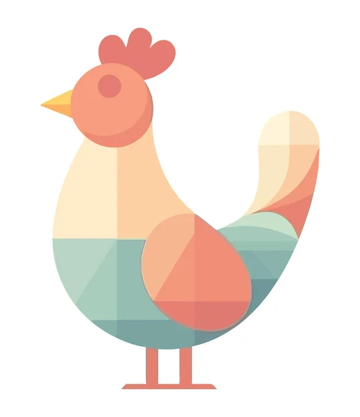 Cute Cartoon Rooster Farm Animal Icon Isolated — Stock Vector