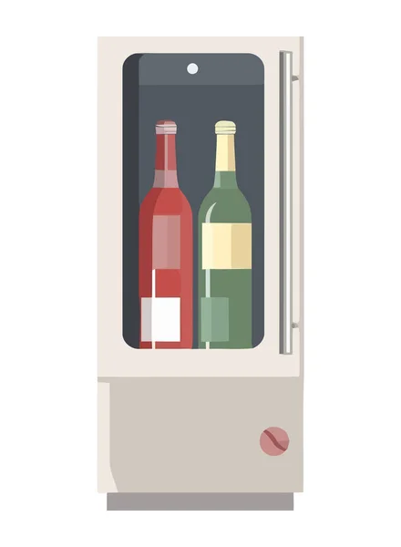 Fresh Wine Bottles Fridge Icon Isolated — Stock Vector