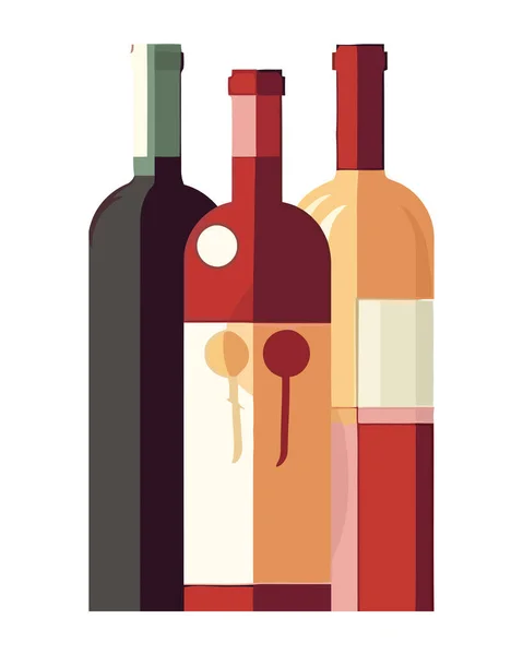 Şarap Şişelerinin Vektör Illüstrasyonu Izole Edildi — Stok Vektör