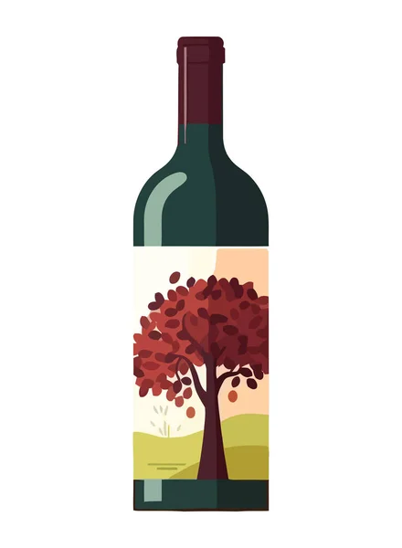 Organic Grape Wine Bottle Label Design Vector Icon Isolated — Stock Vector