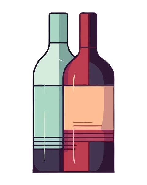 Kutlamada Içmek Şarap Şişesi Izole Aşk Ikonunu Sembolize Eder — Stok Vektör