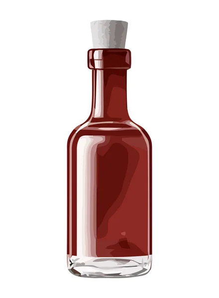 Frischer Wein Glasflasche Mit Etikett Design Symbol Isoliert — Stockvektor