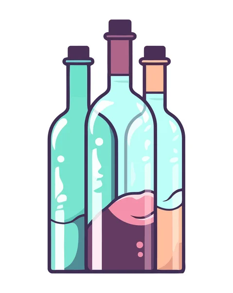 Frische Der Flasche Gourmetwein Ikone Isoliert — Stockvektor
