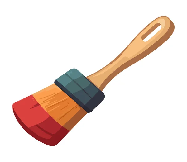 Paintbrush Wooden Handle Icon Isolated — Stock Vector
