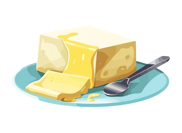 新鮮な有機チーズプレート グルメ料理のアイコンの象徴孤立 — ストックベクタ