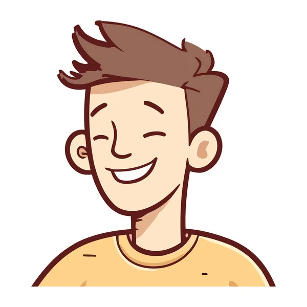 Veselý Dospívající Chlapec Usmívá Roztomilé Kreslené Ikony Izolované — Stockový vektor