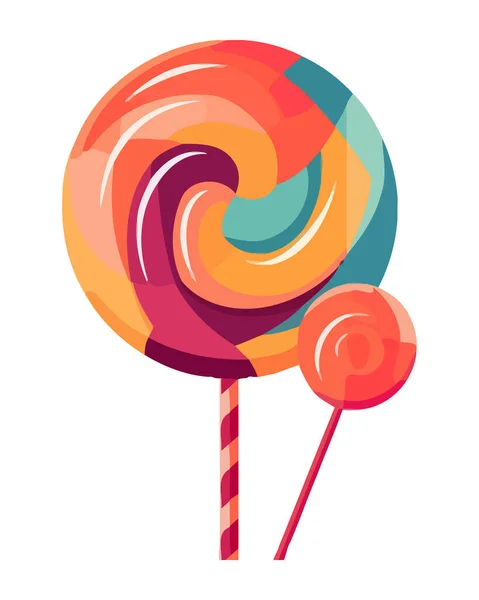 螺旋形的糖果在手杖中 甜蜜的象征有趣的图标孤立 — 图库矢量图片