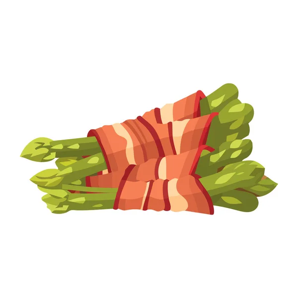 Fresh Asparagus Bacon Slices Icon Isolated — Stock Vector