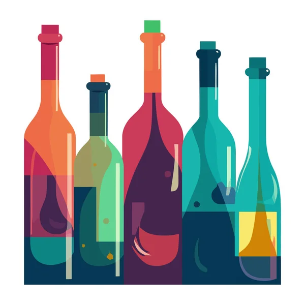 Şarap Şişesi Ikonu Kutlama Izole Edilmiş Dekorasyon Ikonu — Stok Vektör