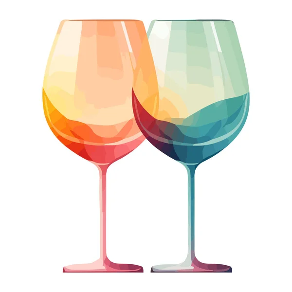 举杯庆祝爱情和奢华与酒的象征 — 图库矢量图片