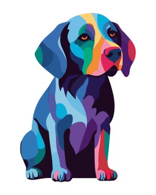 Sadık Köpek oturuşu, soyut tasarım simgesi izole