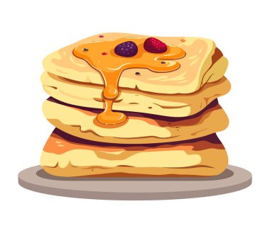 Çilek şurubu ikonlu ev yapımı krep yığını izole edildi