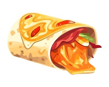 Taze pişmiş gurme burrito yemek ikonu izole