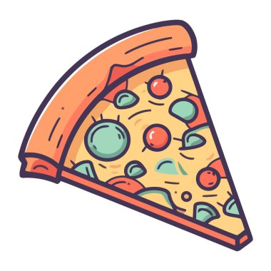 Gurme pizza hızlı pişiyor, yemek ikonu için mükemmel izole edilmiş.