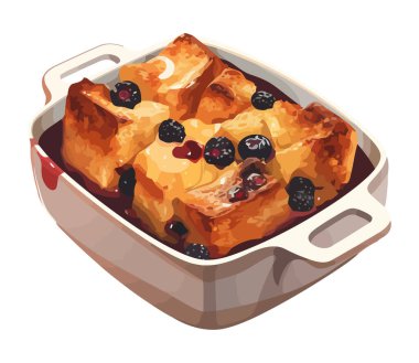 Taze yaban mersini ve bal ikonuyla izole edilmiş bir gurme waffle.